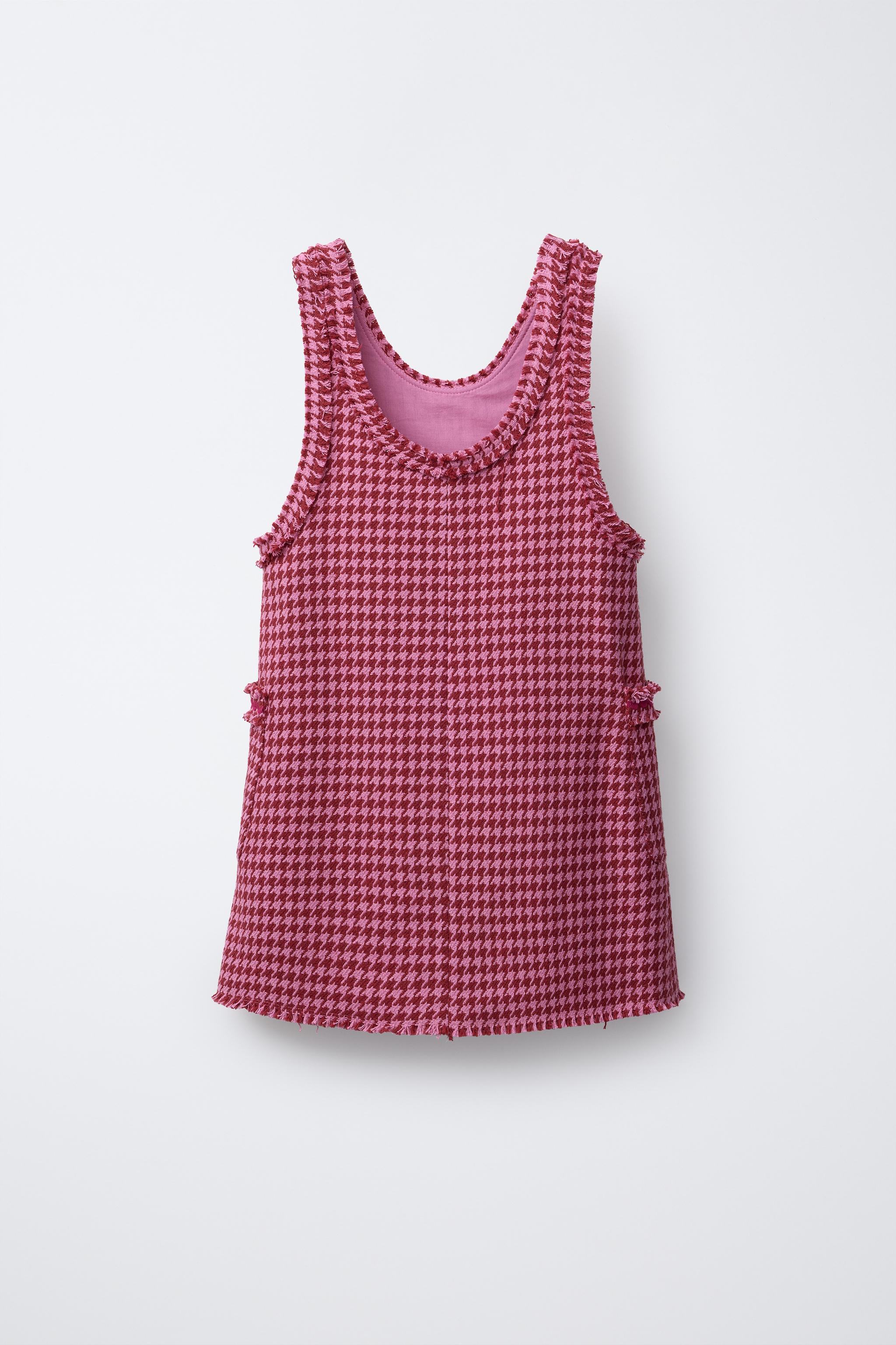 TEXTURED FRAYED OVERALL DRESS